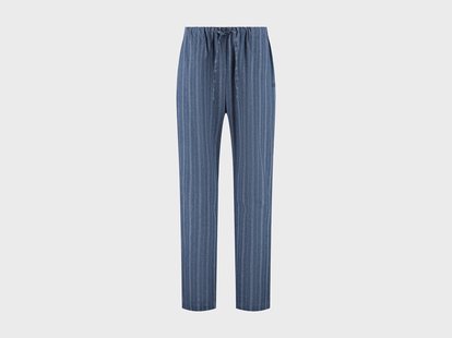 Yumeko Pyjamabroek heren flanel denim blue/white stripe M 100% biologisch katoen, flanel (licht geborsteld)