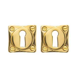 De Oude Deurklink Sleutel rozet vierkant messing gelakt