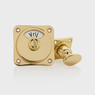 De Oude Deurklink WC draaiknop vrij-bezet messing gelakt vierkant