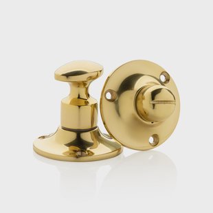 De Oude Deurklink WC draaiknop messing gelakt rond
