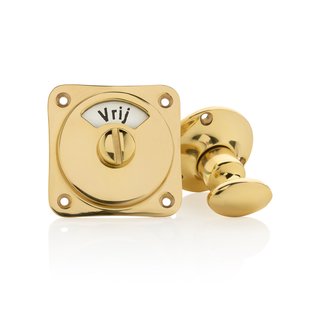 De Oude Deurklink Klassieke WC draaiknop vrij-bezet messing gelakt rond