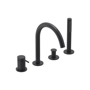 Badrandcombinatie IVY Bond 4-gats Mengkraan Met Uittrekbare Handdouche Draaibare Uitloop Mat Zwart PED