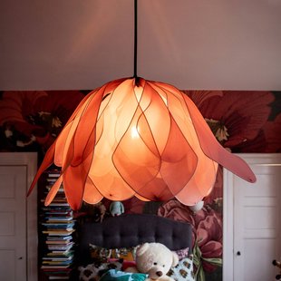 By Rydéns hanglamp Lou Lou, roze, Ø 80 cm, stof