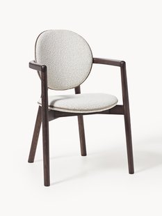 Houten Maia stoel met boucl&eacute; bekleding