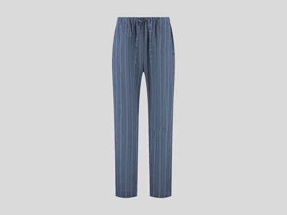 Yumeko Pyjamabroek heren flanel denim blue/white stripe 100% biologisch katoen, flanel (licht geborsteld)