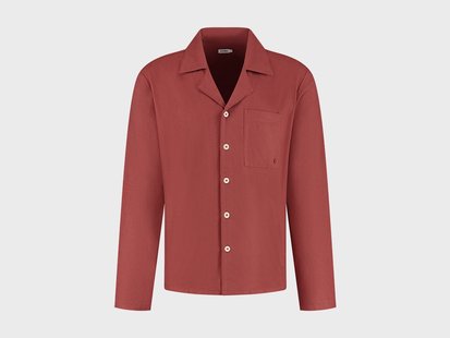 Yumeko Pyjamashirt heren flanel red velvet 100% biologisch katoen, flanel (licht geborsteld)