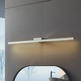 Lucande LED spiegellamp Kivana, chroom, metaal, 90 cm, IP44