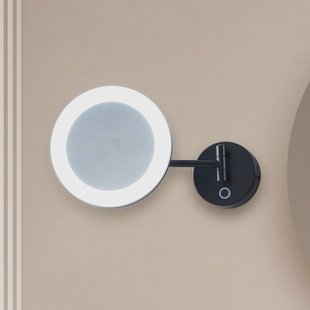 Lucande LED make-upspiegel Fyria, zwart, staal, CCT