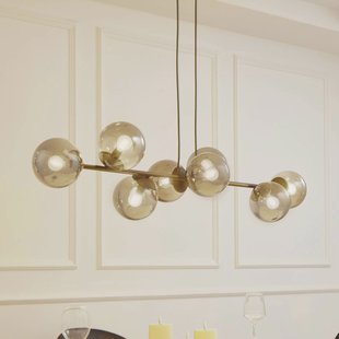 Hanglamp Lindby Isamer, rookgrijs, 130 cm, bol