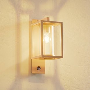Lucande buitenwandlamp Ferda, sensor, pendel, beige, IP44