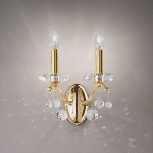 austrolux Wandlamp Carmen II, kristalglas, 24 K verguld