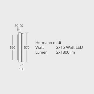 HerzBlut LED wandlamp Hermann midi, eiken natuur, dimbaar