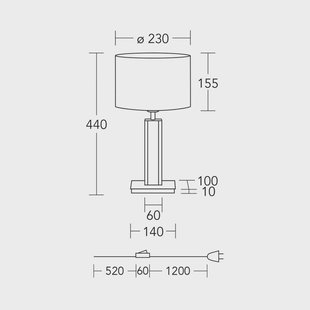 HerzBlut tafellamp Karl K, rond, hout, wit, 44 cm, E27