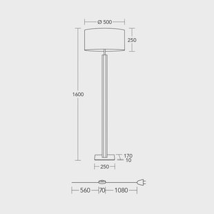 HerzBlut vloerlamp Karl K, rond, hout, wit, 160 cm, E27