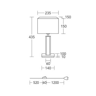 HerzBlut tafellamp Karl K, hoekig, hout, wit, 44 cm, E27