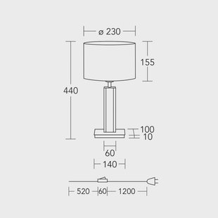 HerzBlut tafellamp Karl G, rond, hout/graniet, wit, E27