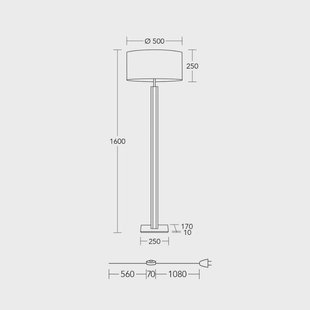 HerzBlut vloerlamp Karl G, rond, hout/graniet, wit, E27