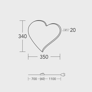 HerzBlut LED wandlamp hart mini, 34 cm, hout, stekker