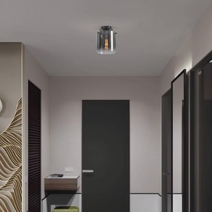 Searchlight Zweden plafondlamp, zwart/rookgrijs, 1-lamp, staal, glas