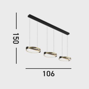 Searchlight Aerial LED hanglamp, 3-lamps, messing/zwart, staal