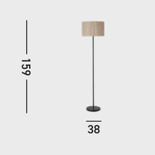 Searchlight Vloerlamp Meadow, zwart, bruin, natuurvezel, staal