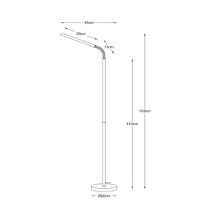 Lucide LED vloerlamp Gilly, wit, flexibel, metaal, hoogte 153 cm