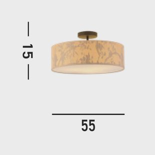 Searchlight Isla plafondlamp, Ø 55 cm, bruin, beige, bamboe, staal
