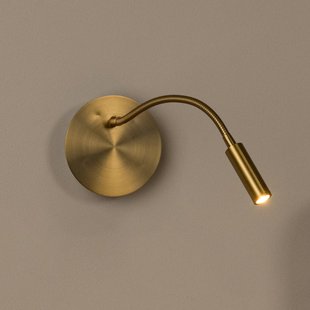 Lucide LED batterij wandspot Jolijn, goud mat, flexibele arm, Ø 11 cm, magneet