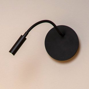 Lucide LED batterij wandspot Jolijn, zwart, flexibele arm, Ø 11 cm, magneet