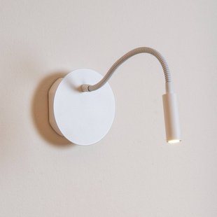 Lucide LED batterij wandspot Jolijn, wit, flexibele arm, Ø 11 cm, magneet