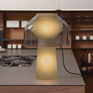 Karman tafellamp Lilly, rookgrijs, hoogte 48 cm, glas