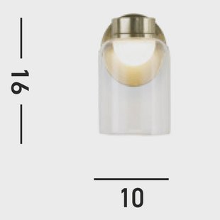 Searchlight LED wandlamp Highball, messingkleurig, IP44, glas