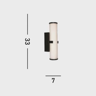 Searchlight Clamp LED wandlamp, zwart/wit staal, glas, IP44