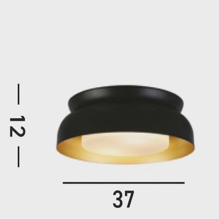 Searchlight Kendal plafondlamp, zwart/goud, staal, glas