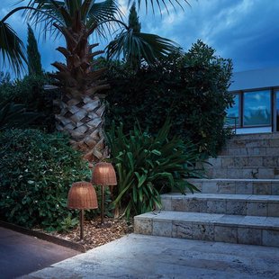 Bover LED sokkellamp Atticus, hoogte 40 cm, grafietbruin/bruin