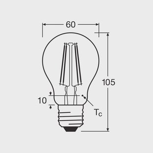 OSRAM LED filament lamp E27 6,5W 827 4-pack