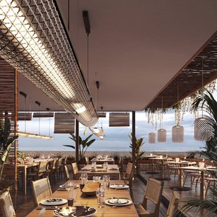 Bover LED hanglamp Nans Balis S/140, bruin/bruin, 140 cm