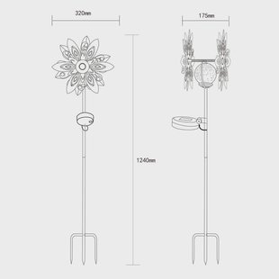 Globo LED lamp op zonne-energie 36578, grondspies, roestbruin, metaal, glas
