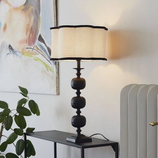 PR Home tafellamp Flory, kleur zwart/naturel, hoogte 70 cm