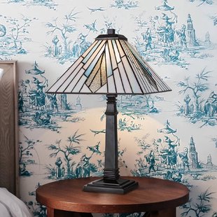 Elstead Alderley tafellamp, 30 cm x 30 cm, Tiffany stijl, brons