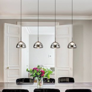 Fabas Luce LED hanglamp Lucille, 4-lamps, rookgrijs, CCT, dimmer