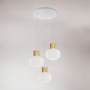 Fabas Luce LED hanglamp cinema, 3-lamps, rond, wit, glas, dimmer