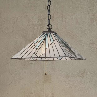 Elstead Hanglamp Alderley, Tiffany stijl, brons, trekschakelaar