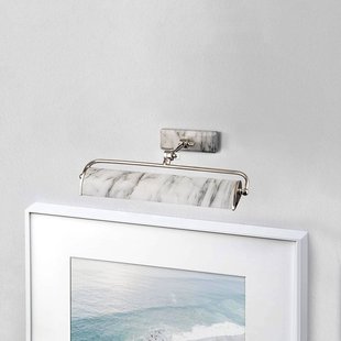 Elstead Wandlamp Winchfield, breedte 45 cm, wit gemarmerd/nikkel