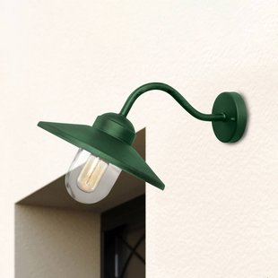 Elstead Buitenwandlamp Klampenborg, groen, lantaarn, roestvrij staal