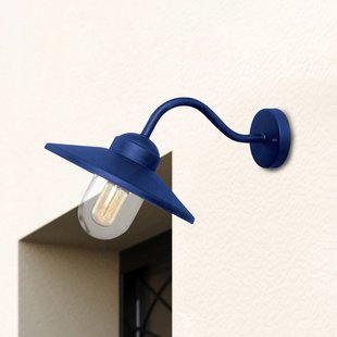 Elstead Buitenwandlamp Klampenborg, blauw, lantaarn, roestvrij staal