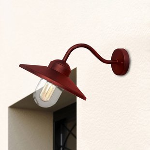 Elstead Buitenwandlamp Klampenborg, rood, lantaarn, roestvrij staal