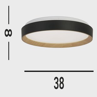 Searchlight Sorrento plafondlamp zwart/houten decor Ø 38 cm Afstandsbediening