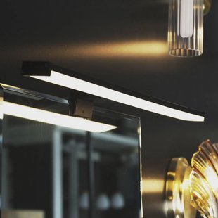 Searchlight Kos LED spiegellamp, breedte 40 cm, zwart aluminium IP44