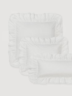 Gewassen katoenen perkal kussensloop Louane met ruches